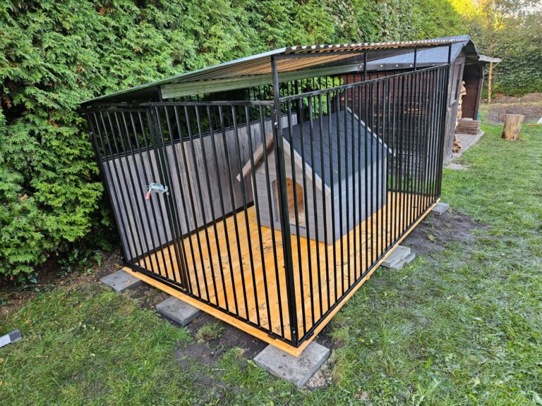 Kojec dla psa 2×3 m z budą – komplet premium